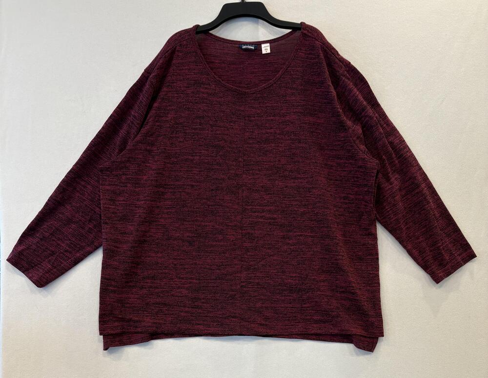 Basic Editions Shirt Womens 3X Plus Burgundy Long Sleeve Scoop Neck Stretch Top